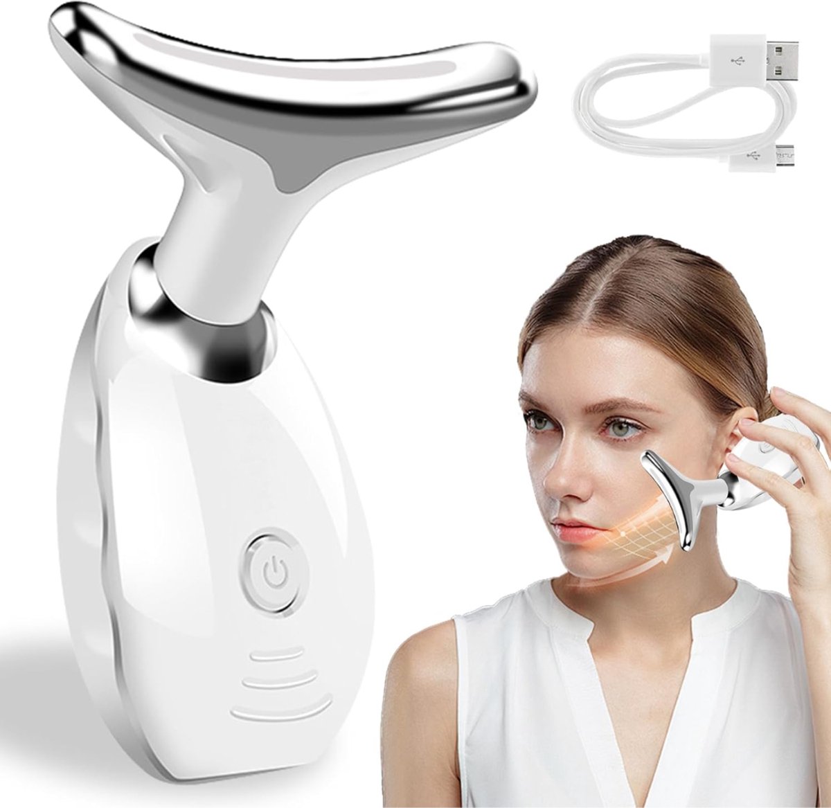 TIM® Gezichtmassage Apparaat - Gezichtsmassage Apparaat - Gezichtmassage Apparaat Elektrisch - Wit - 17cm x 14cm x 6cm