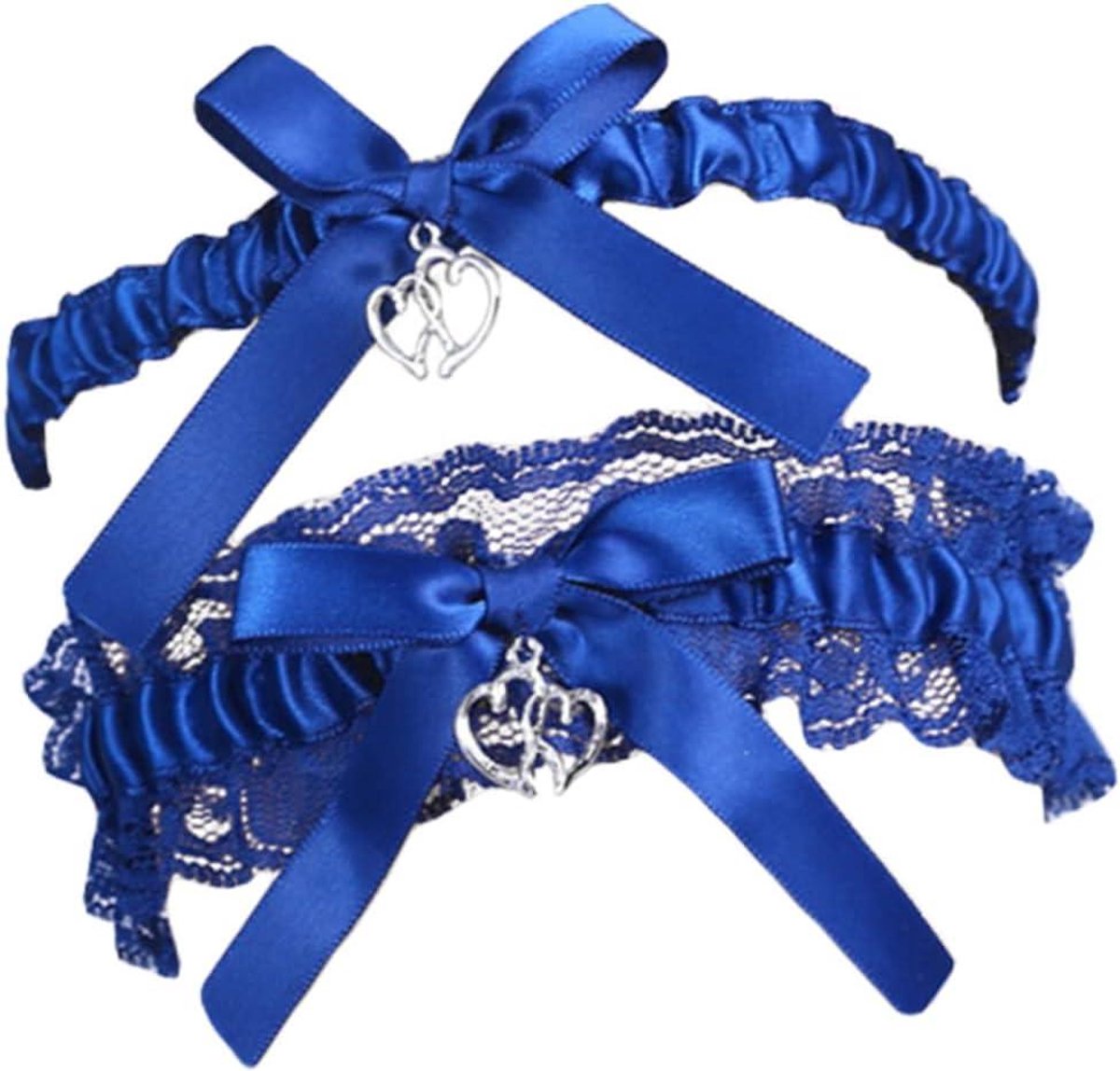 Decoratieve Kousenband - Bruidsaccessoire Bruiloft - Speciale Gelegenheid - Strik Geborduurd - 18 x 5 cm - Blauw