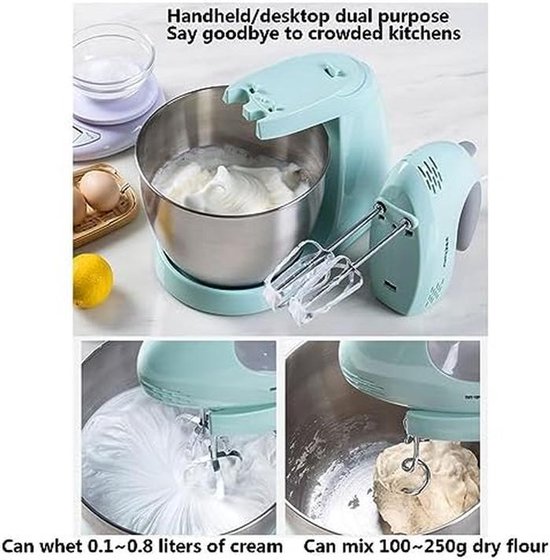 Elektrische Handmixer - Keukenmixer - Bakken en Koken - 2-in-1 Ontwerp - 3 Liter Kom - Wit — afbeelding 5