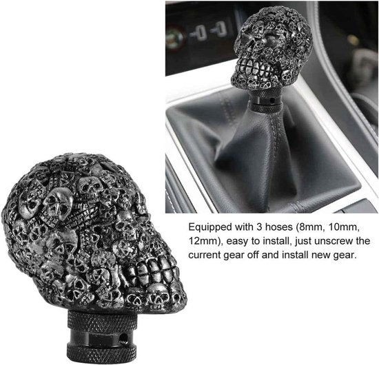 Schakelpookknop Schedel - Handmatige Pook - Auto Interieur - Hoogwaardig Metaal - 18 x 7 cm - Zwart — afbeelding 4