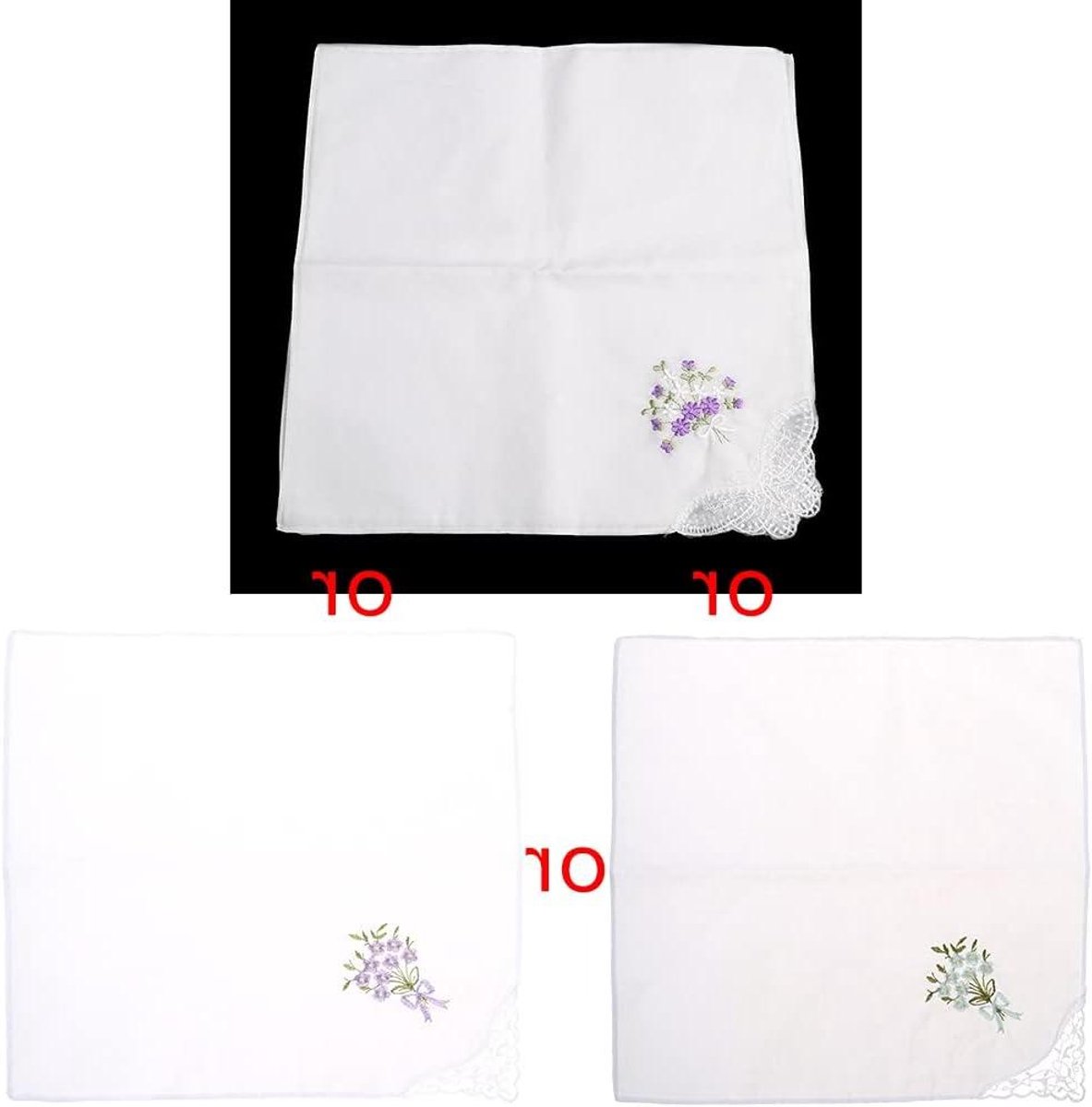 Lace Zakdoeken - Vintage Katoen - Dagelijks Gebruik - Borduursel Bloemen - 6 Stuks - Zwart