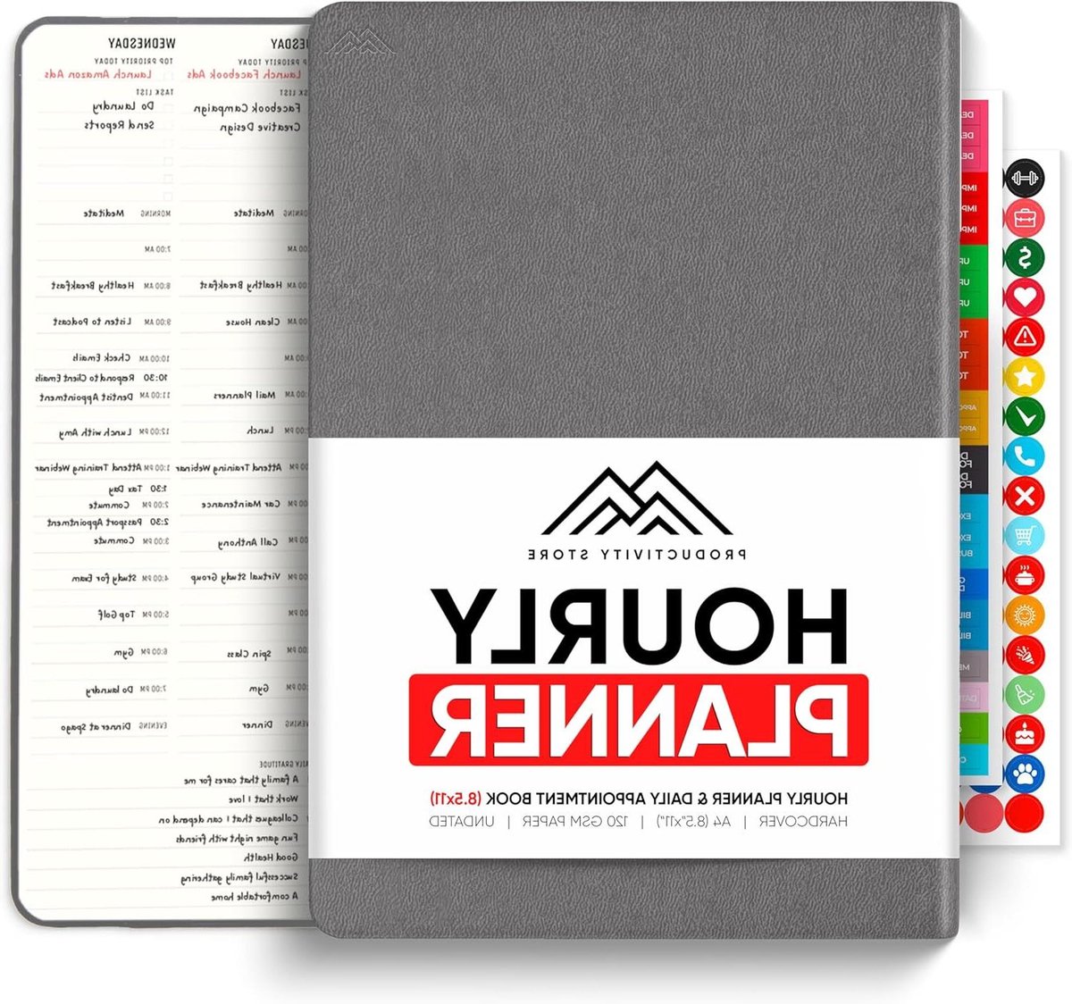 Urenplanner Afsprakenboek - Dagplanner Agenda - Betere Tijdsindeling - OngeДатат 12 Maanden - A4 Formaat - Grijs