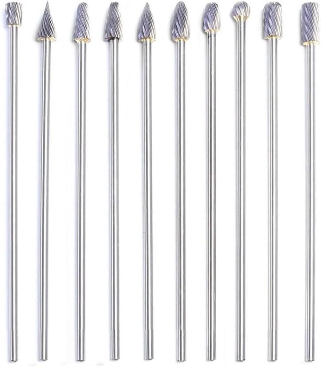 Roterende Bramen Set - Metaal Frezen - Metaal Bewerken - Enkele Snede - 3x6x100mm - Zilver