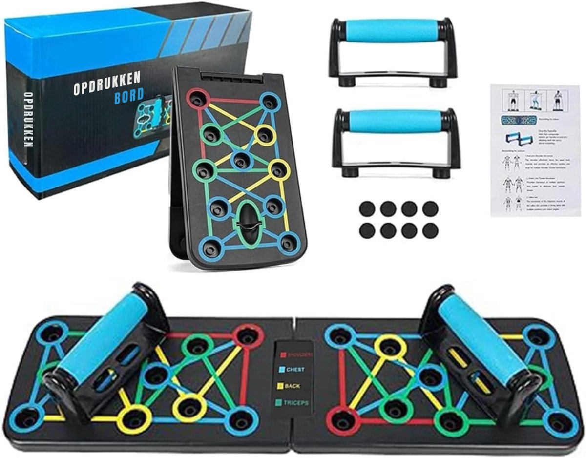 TIM® Push-upbord - Parallettes - Push-upbord - Zwart - 64cm x 18cm x 2cm