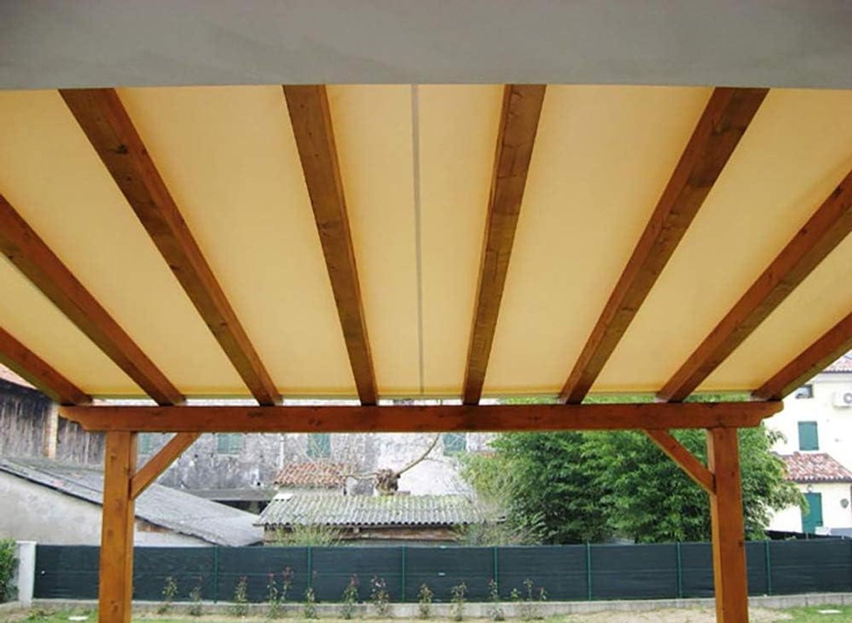 Pergola Zeil - Hout Overkapping - Bescherming Buiten - Versterkte Randen - 3 x 3 m - Beige