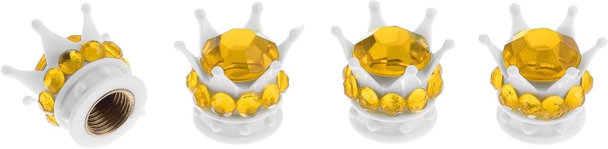 Decoratieve Ventieldoppen voor Auto en Truck - 4 Stuks, 15mm, Stofdicht, Wit en Goudkleurig, ABS en Koper