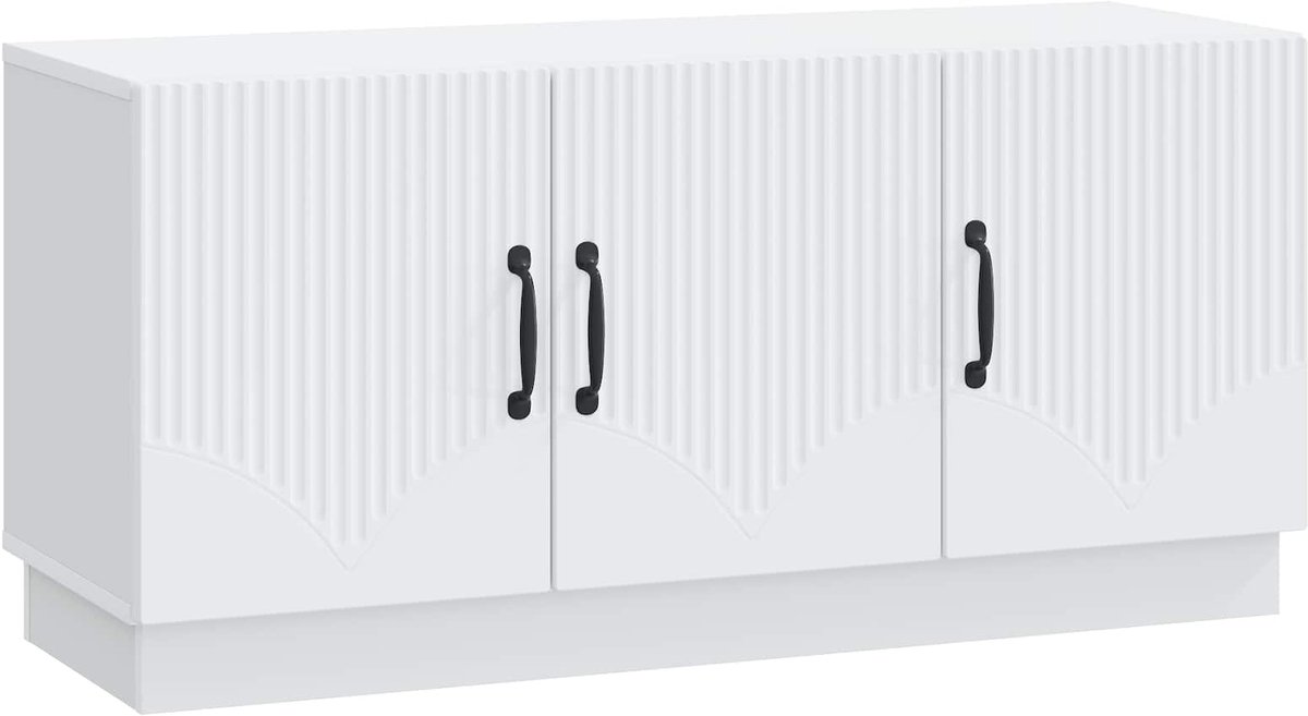 vidaXL - TV - Kast - Wit - 99 - x - 34,5 - x - 47 - cm - Bewerkt - hout