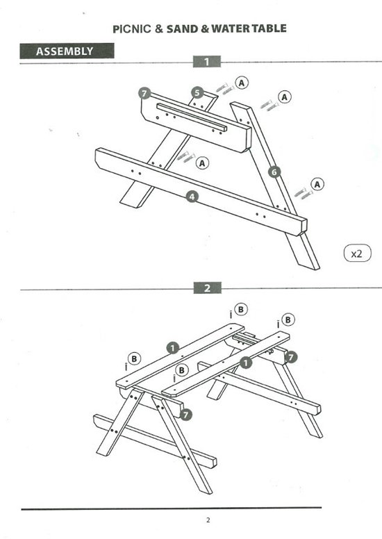 Kinderpicknicktafel 3-in-1 zand & watertafel met krijtbord — afbeelding 5