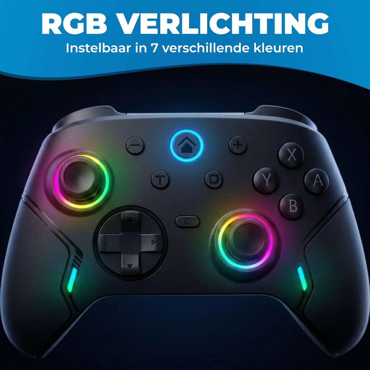 Draadloze Pro Controller - Geschikt voor Nintendo Switch en Nintendo Switch 2 - Macro Knoppen - RGB Verlichting - Hall Effect Joystick - Ergonomische Grip - Zwart – foto 4