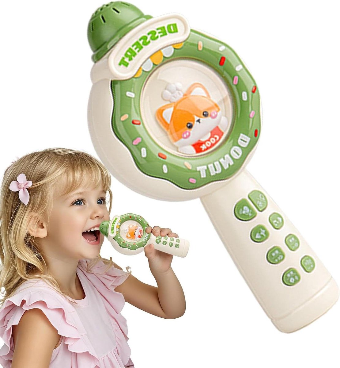 Kinder Microfoon - Karaoke Speelgoed - Muziek Maken - Met Lichtshow - 22 cm - Groen