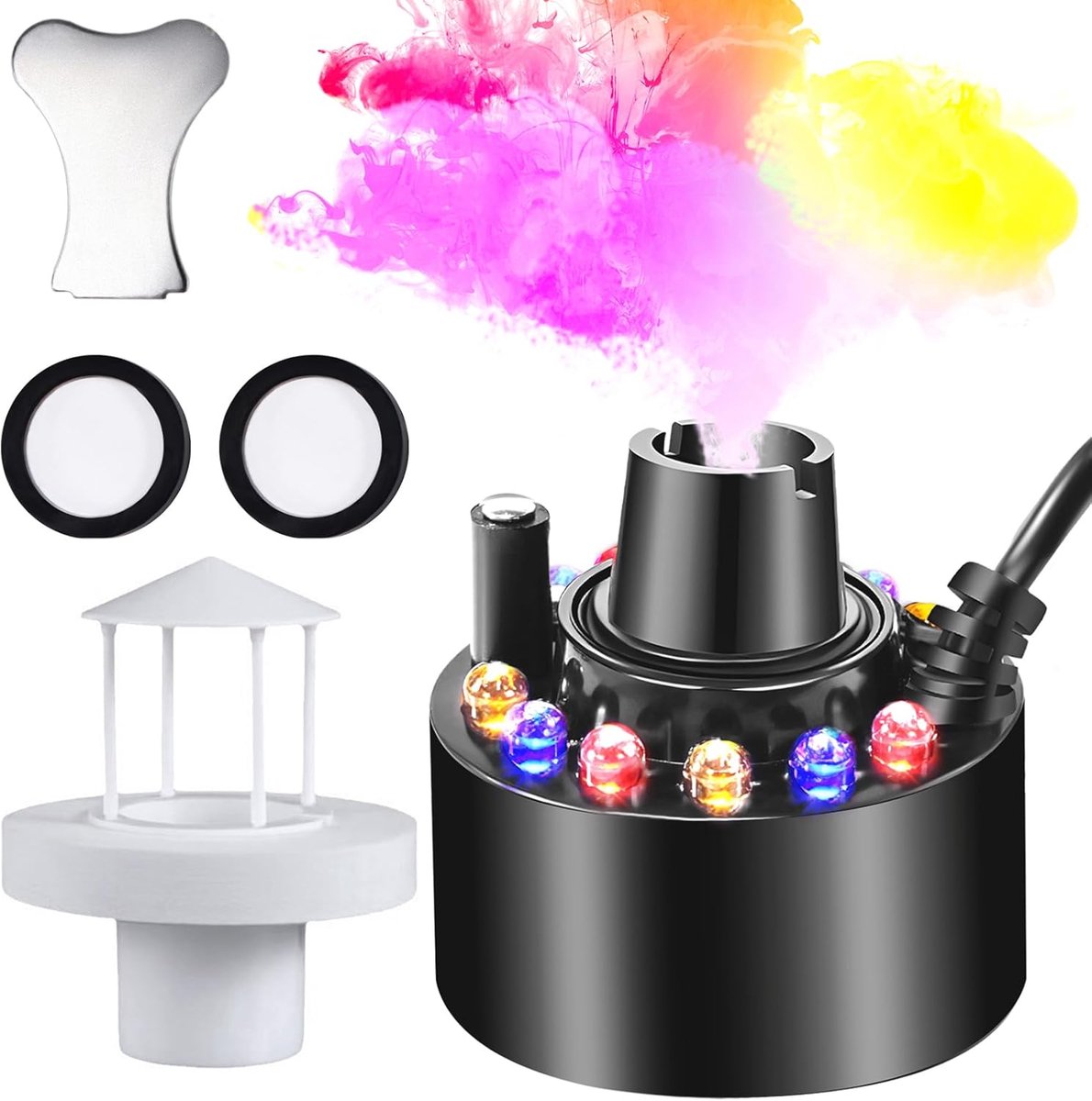 Ultrasone Vernevelaar - Mistmaker Luchtbevochtiger - Decoratieve Sfeer Creëren - 12 LED Kleurlichten - Mini Formaat - Multicolor