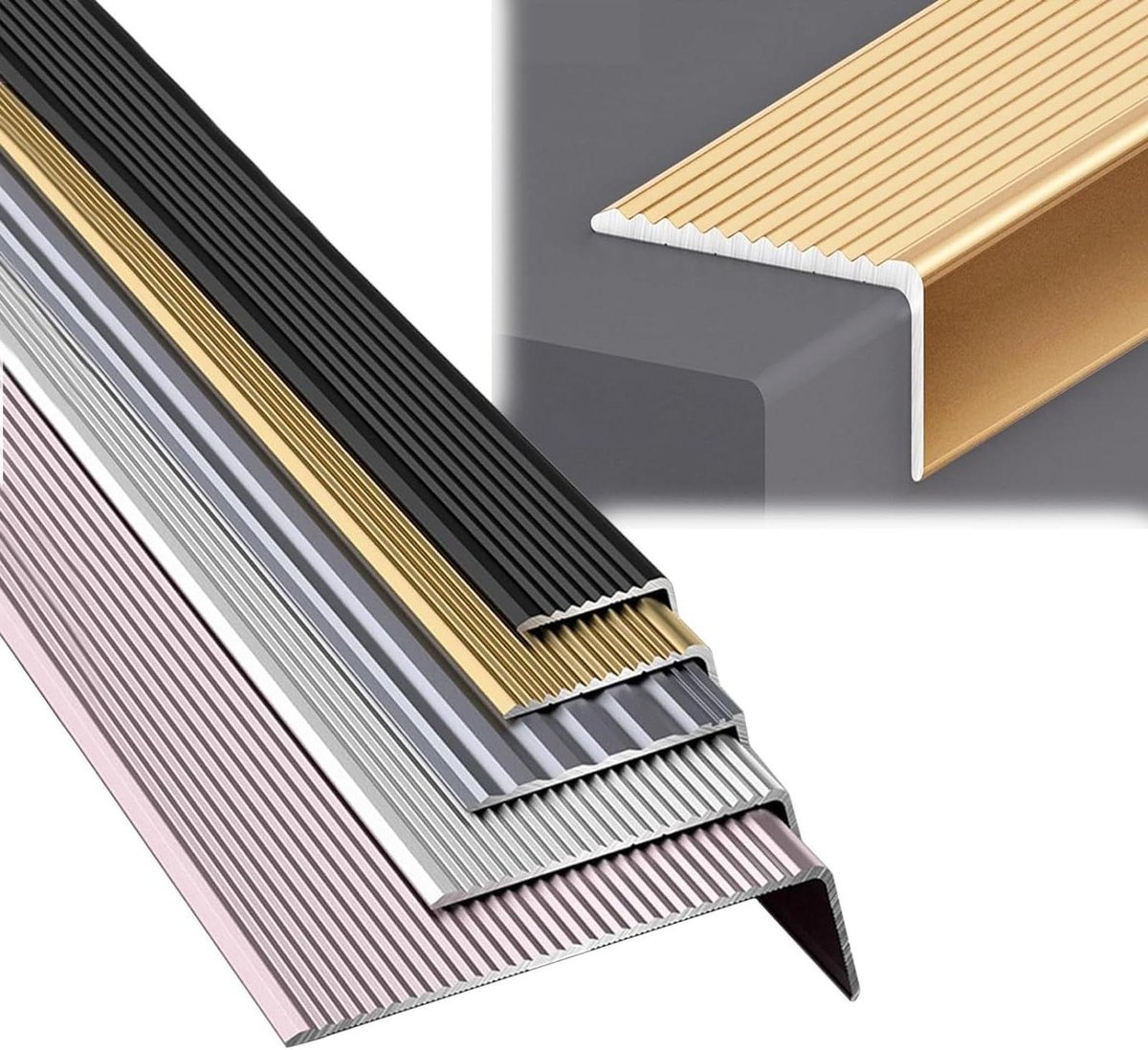 Traprand Bescherming - Antislip Profiel - Veilig Lopen - Roestvrij Aluminium - 90 cm Lengte - Grijs