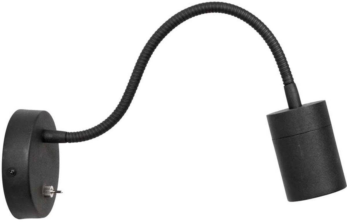 Zwarte wandlamp met flexibele arm, 25 cm, metaal, Upround, Mexlite, inclusief GU10 lichtbron