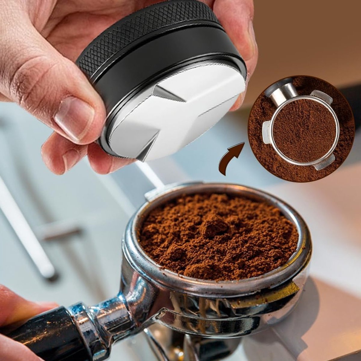 Koffiedistributeur 58mm espresso leveler en compensatietool voor gelijkmatige koffie barista gereedschap voor perfecte extractie en verdeling van koffiepoeder