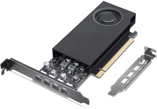 Lenovo NVIDIA RTX A400 4GB GDDR6 PCIe x8 4.0 Grafische Kaart, 768 CUDA Cores, 7680×4320 Resolutie, Actieve Koeling