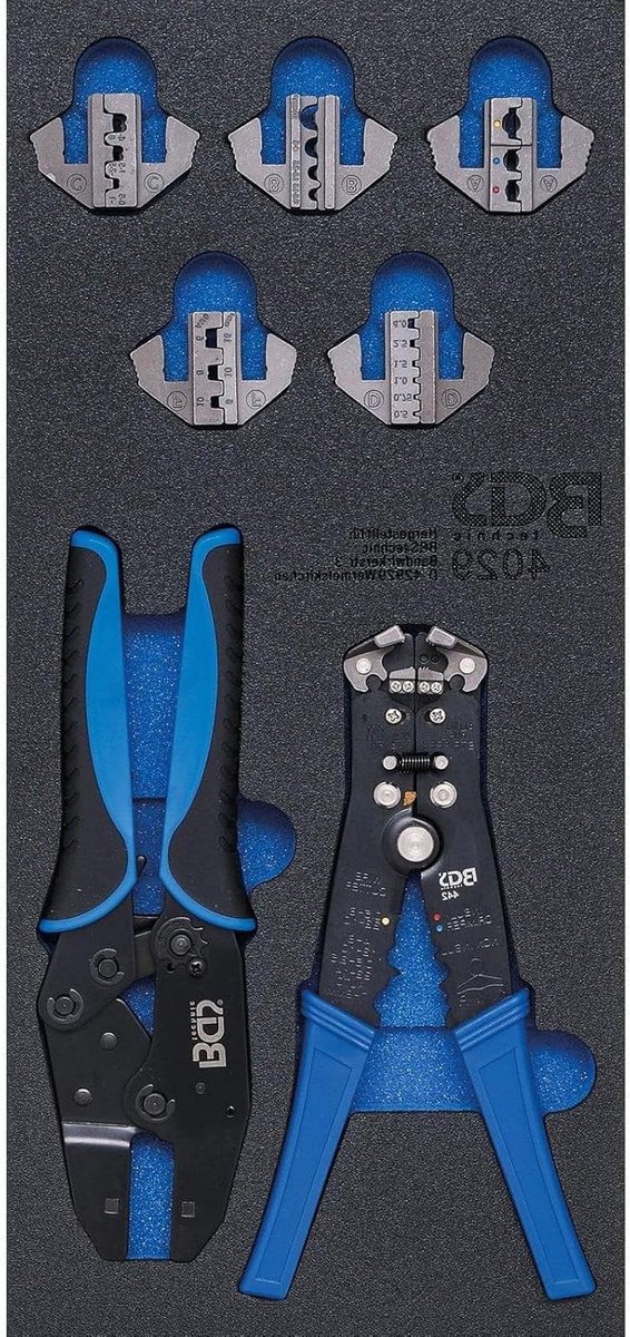 Krimptang Set - Stripgereedschap Elektronica - Kabelverbindingen Maken - Automatisch Ratelmechanisme - 7 Delig - Zwart Blauw