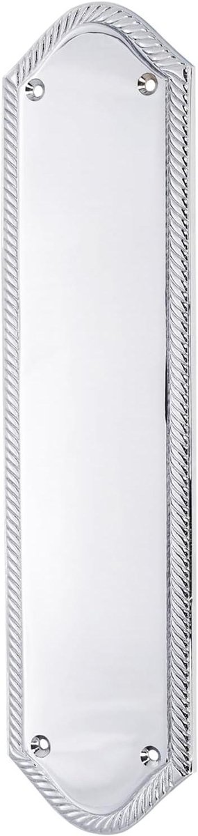 Vingerdrukplaat Deur - Duwplaat Deur - Deur Beschermen - Georgisch Touwontwerp - 300x75mm - Chroom