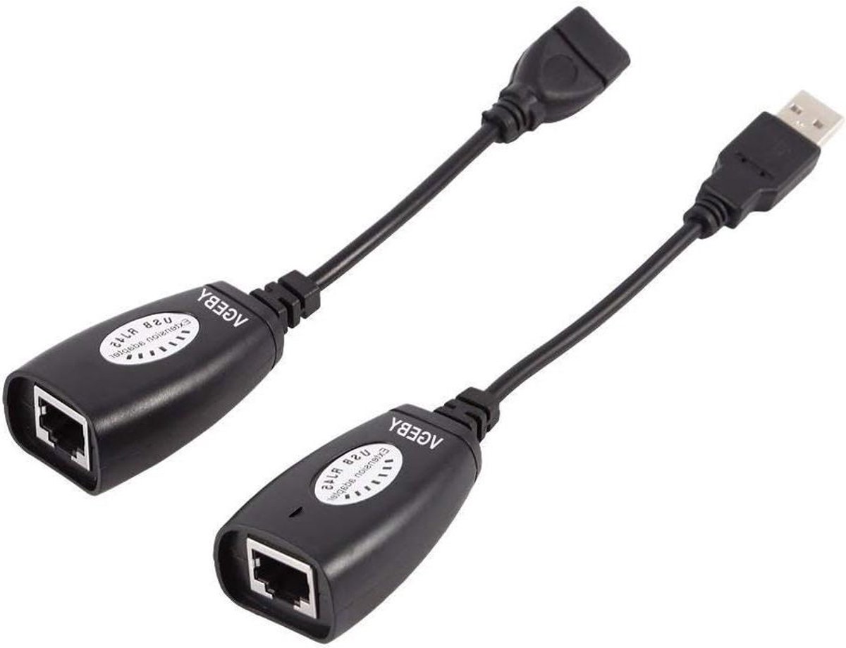 USB Ethernet Adapter - Netwerkadapter RJ45 - USB Apparaten Verlengen - Tot 150 Meter Bereik - 1 Stuks - Zwart
