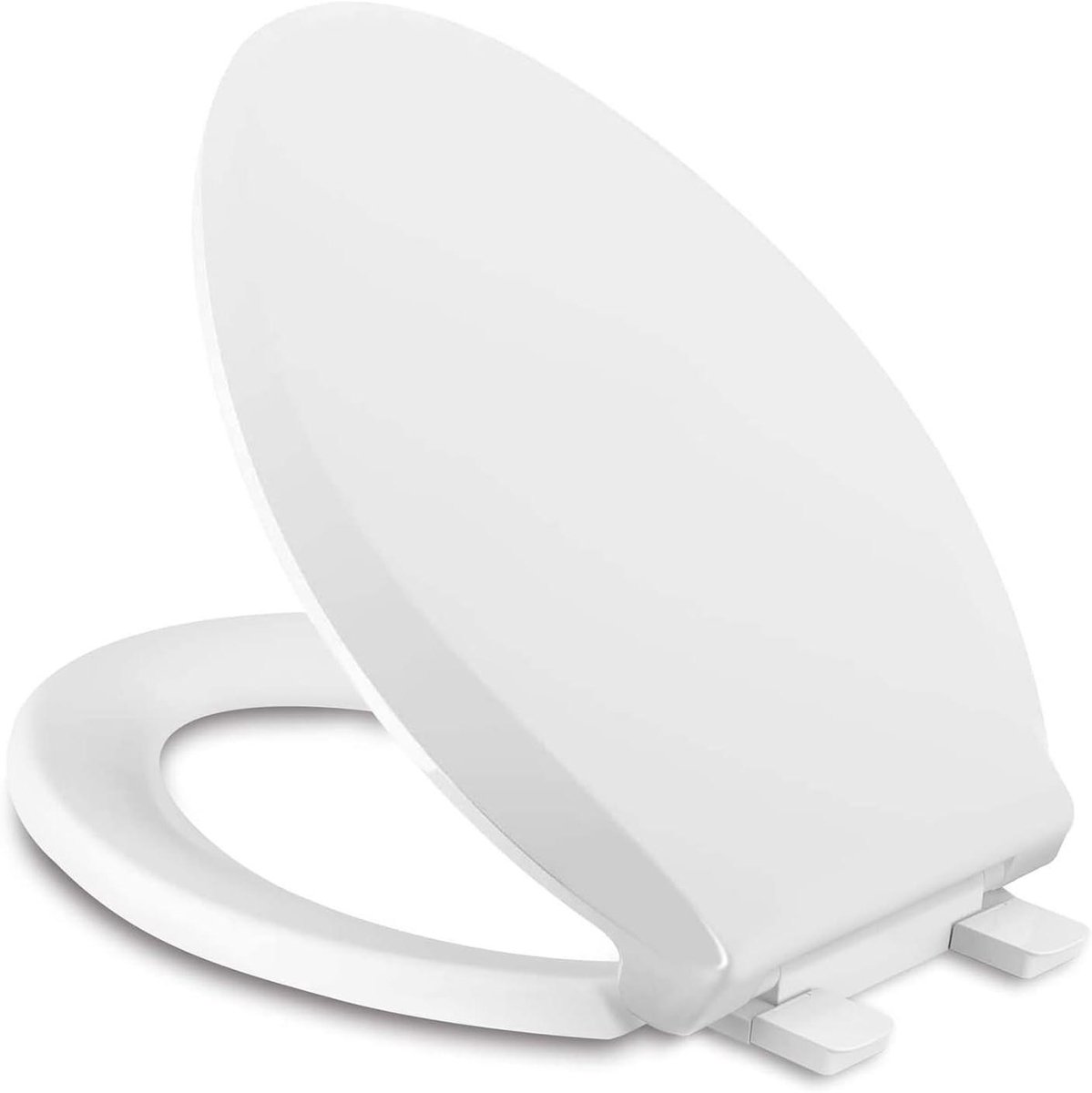 Langwerpige WC Bril - Toiletbril Ovaal - Stil Sluiten - Verdikt Materiaal - 47 cm - Wit