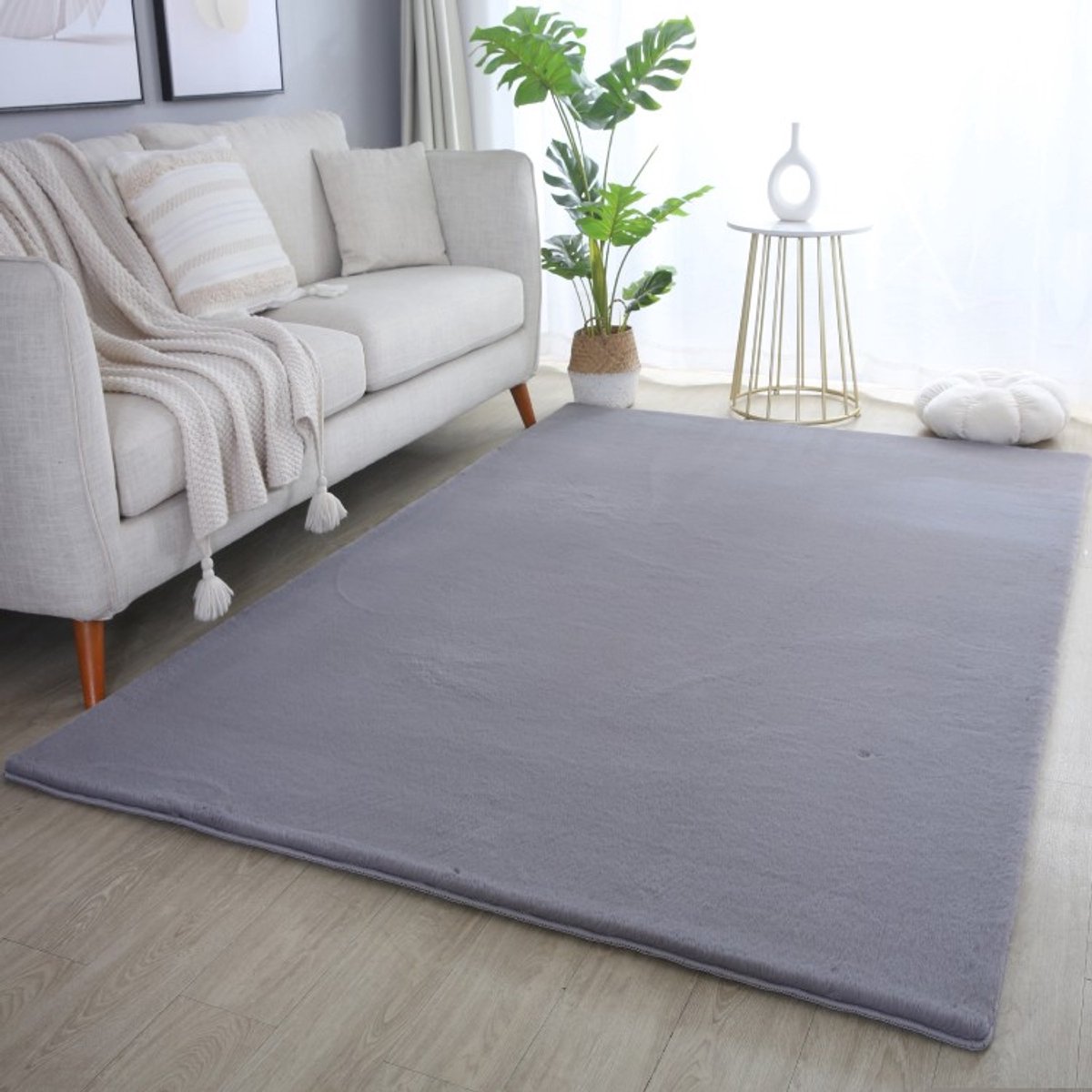 Binnenkleed, grijs, katoen, voor de woonkamer, dagelijks gebruik, zachte textuur 200x290 cm