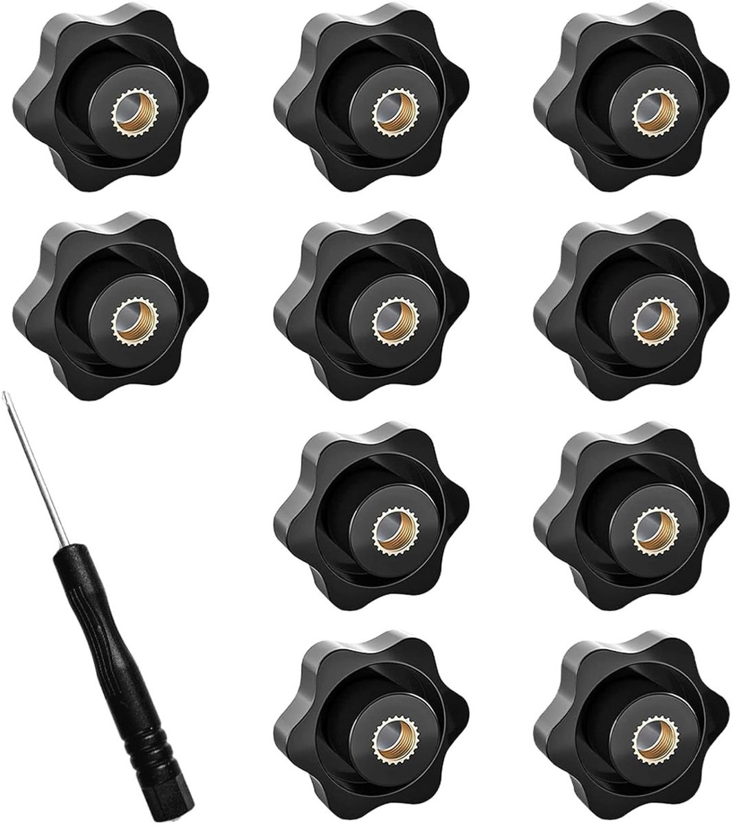 Knurled moeren M6, klemknoppen voor bevestiging - Set van 10 stuks, ideaal voor diverse toepassingen