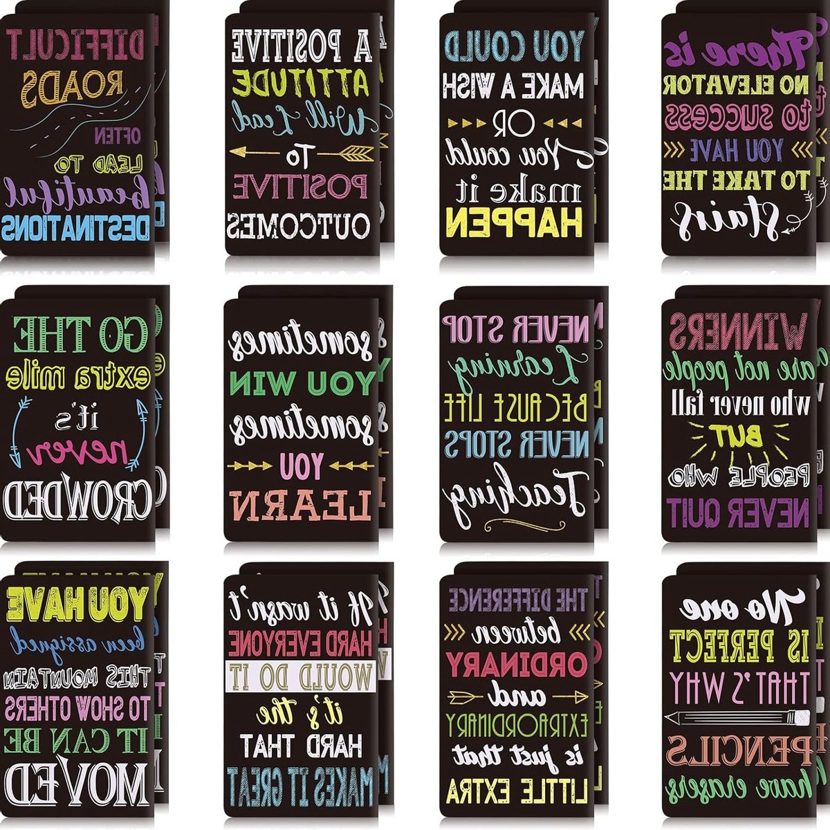 24 Stuks Inspirerende Notitieblokken - Mini Motivatie Notebooks voor School, Kantoor en Reizen - Perfect als Cadeau en voor Creatieve Ideeën