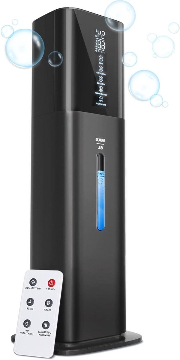 Luchtbevochtiger - Mistmaker Verdamper - Luchtkwaliteit Verbeteren - Grote Capaciteit - 8 liter - Zwart