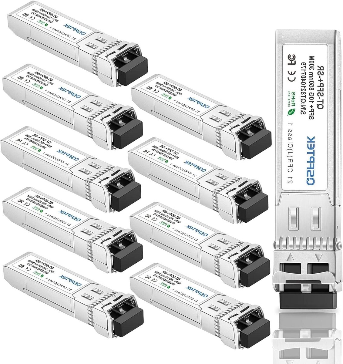 SFP+ Transceiver Module - Glasvezel Module - Netwerk Uitbreiding - DDM Real-time Monitoring - 300 m - Zilver