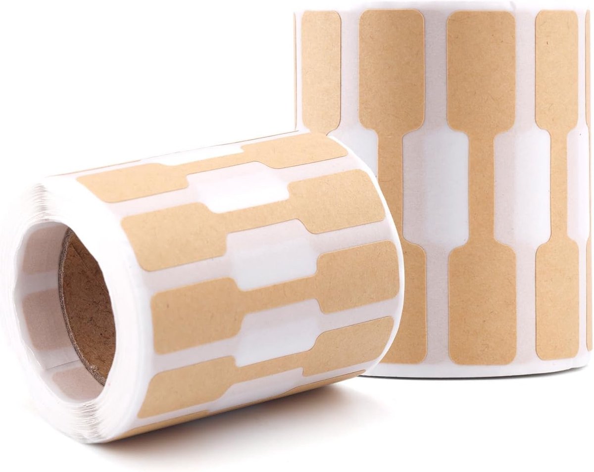 2 Rollen/1000 Stuks Prijslabels Stickers voor Sieraden, Zelfklevende Kraft Papier Labels voor Kettingen, Armbanden en Oorbellen