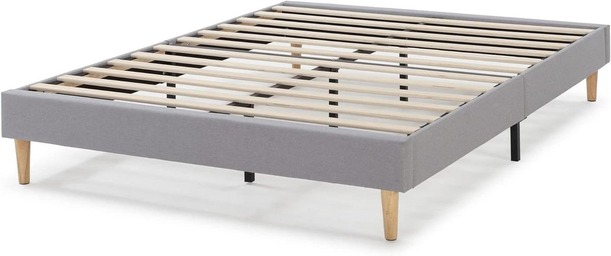 Gestoffeerd Bedframe - Elegante Bodem - Stille Nachtrust - Houten Latten Bodem - 140 x 190 cm - Lichtgrijs