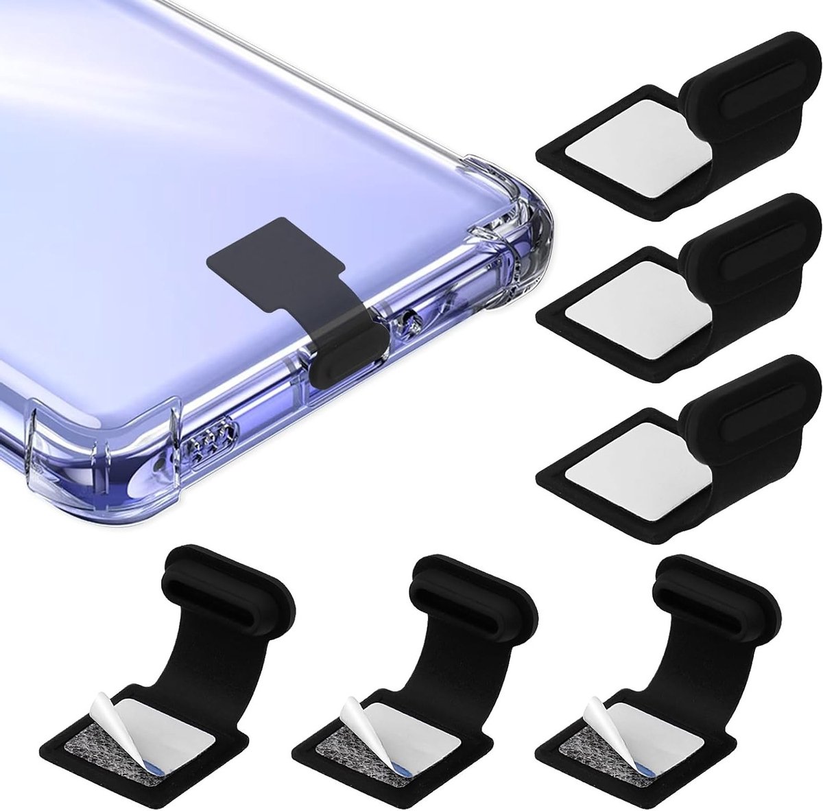 Type C Poort Stofdoppen - USB C Stofdoppen voor Telefoon en Laptop, Silicone Bescherming met Verwijderbare Lijm - 6 Stuks