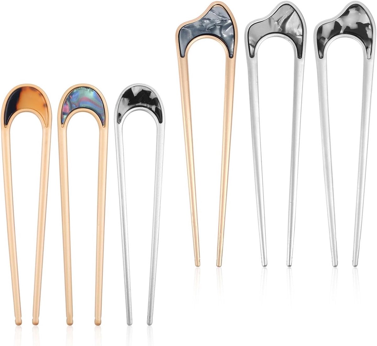 Set van 6 U-vormige Haarklemmen voor Chignons, Vintage Haaraccessoires voor Vrouwen, Perfect voor Opsteekkapsels en Feestelijke Gelegenheden