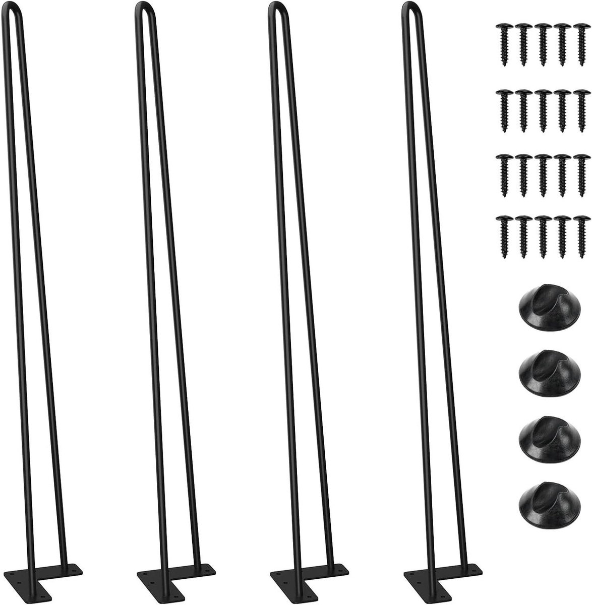 Tafelpoten set - Meubelpoten metaal - Zelf meubels maken - Massief staal constructie - 61 cm hoog - Zwart