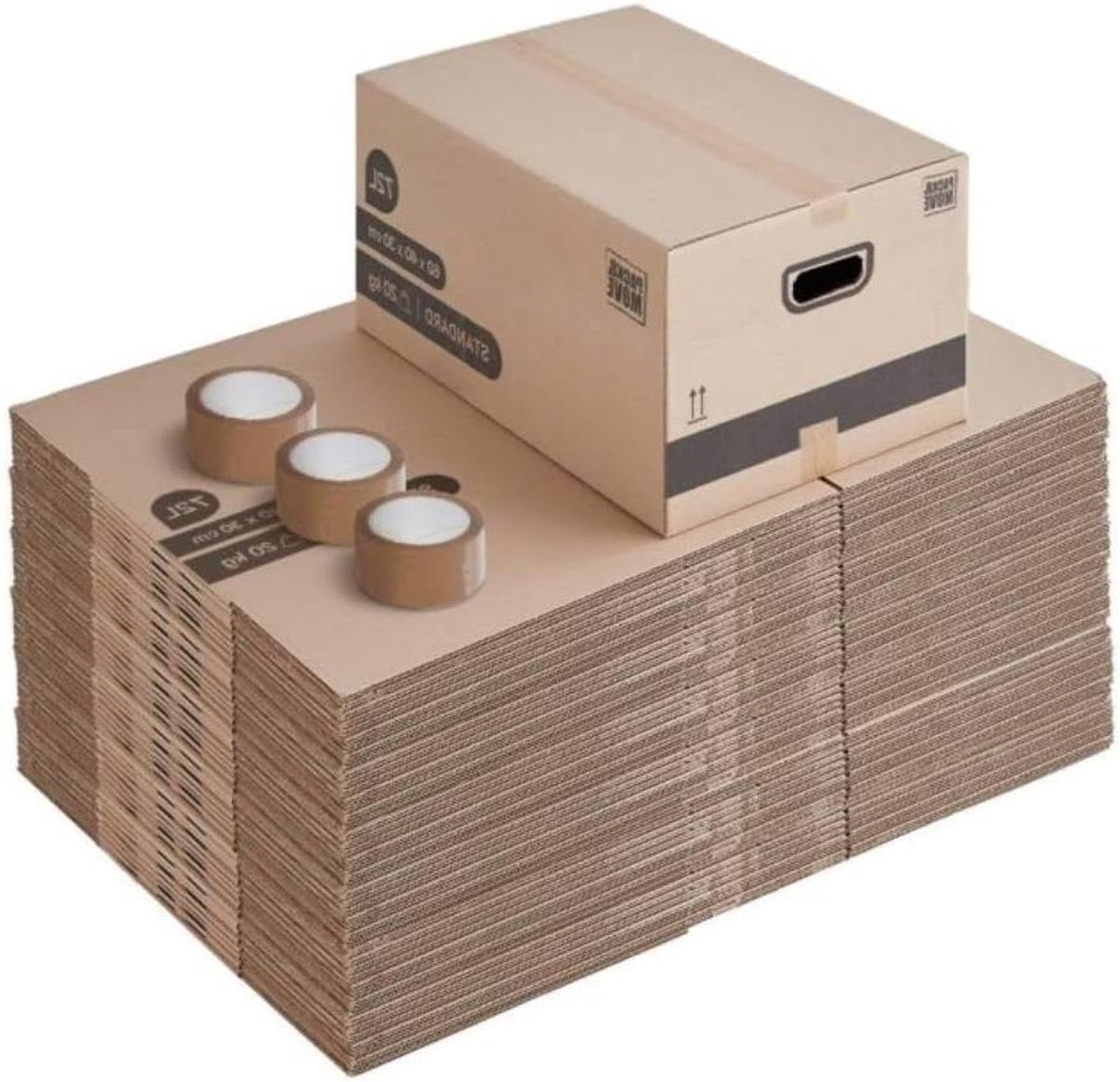 Verhuisdozen Set - Verhuisdozen Karton - Verhuizen Inpakken - Versterkte Handgrepen - 60x40x30 cm - Bruin