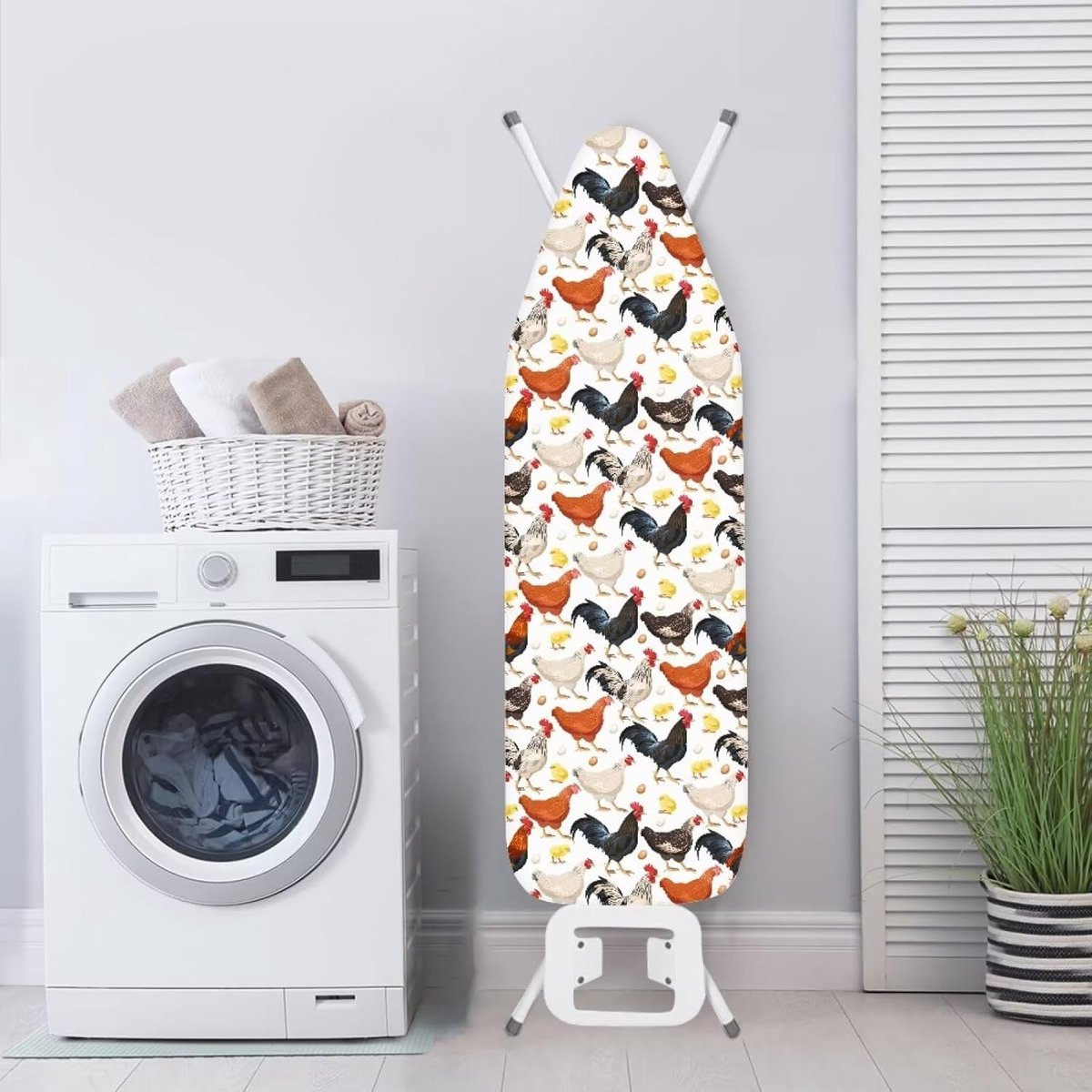 Strijkplankhoes - Elastischehoes - Glad Strijken - Extra Dik - 139 cm - Cartoon Kip