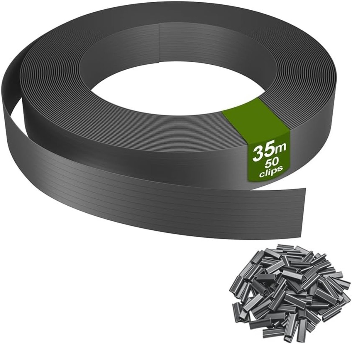 Aufun privacyrol voor dubbelstaafmat hekwerk – 35 m x 5 cm, PVC, UV-bestendig, inclusief 140 bevestigingsclips, windscherm voor tuin, balkon of terras, grijs