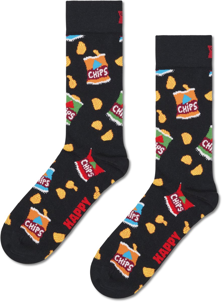 Happy Socks Sokken Chips Bag - Maat 41-46 - Heren - Grappige sokken - Halfhoge sokken