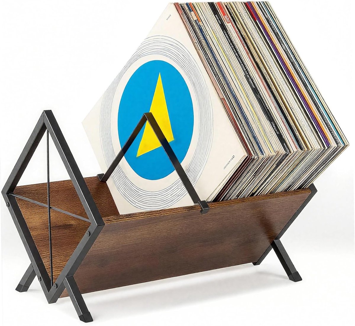 Vinyl Platenstandaard voor 80-100 LP's, Opbergruimte met Antislip Klem, Makkelijk te Monteren, 40 x 30 x 30 cm, Ideaal voor Platenverzameling en Vinylliefhebbers