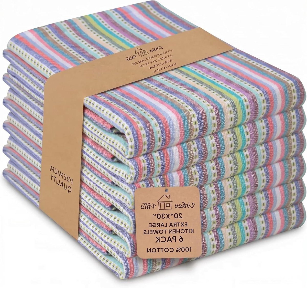 Theedoeken Set - Keukendoeken Vaatdoeken - Keuken Schoonmaken - 100% Katoen - 50x75 cm - Blauw Multi