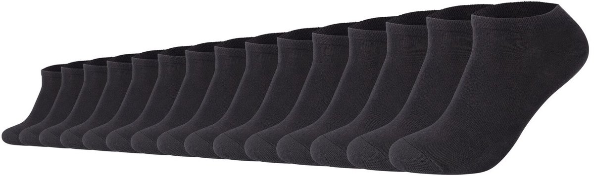 camano Sneakersokken Unisex 15-pack, herensokken, damessokken, katoenen sokken, sportsokken, vrijetijdsokken, sneakersokken, sokken zwart wit grijs, comfortabele boord, zachte teen naden, verstevigde hiel.