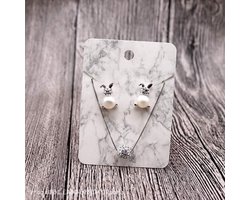 AKOAK 100 Stks 7 x 5 cm Marmeren Kaart Papier Kleine Sieraden Kaart Oorbellen Ketting Sieraden Tag Verpakking Kaart Board DIY Hanger Display Card Sieraden Display Accessoires