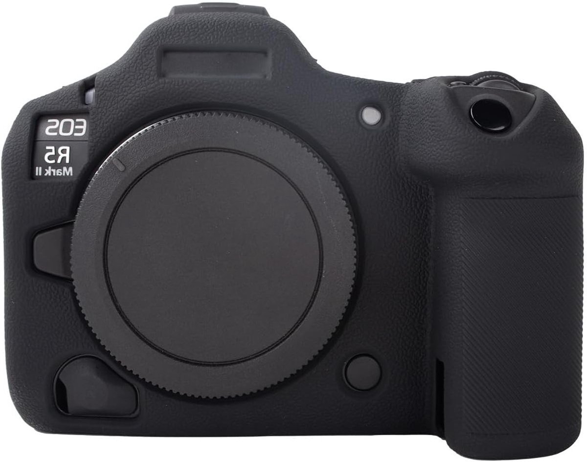 Silicone Hoes voor Canon EOS R5 Mark II Digitale Camera, Zachte Rubber Bescherming met Antislip Ontwerp - Zwart, Duurzaam en Lichtgewicht