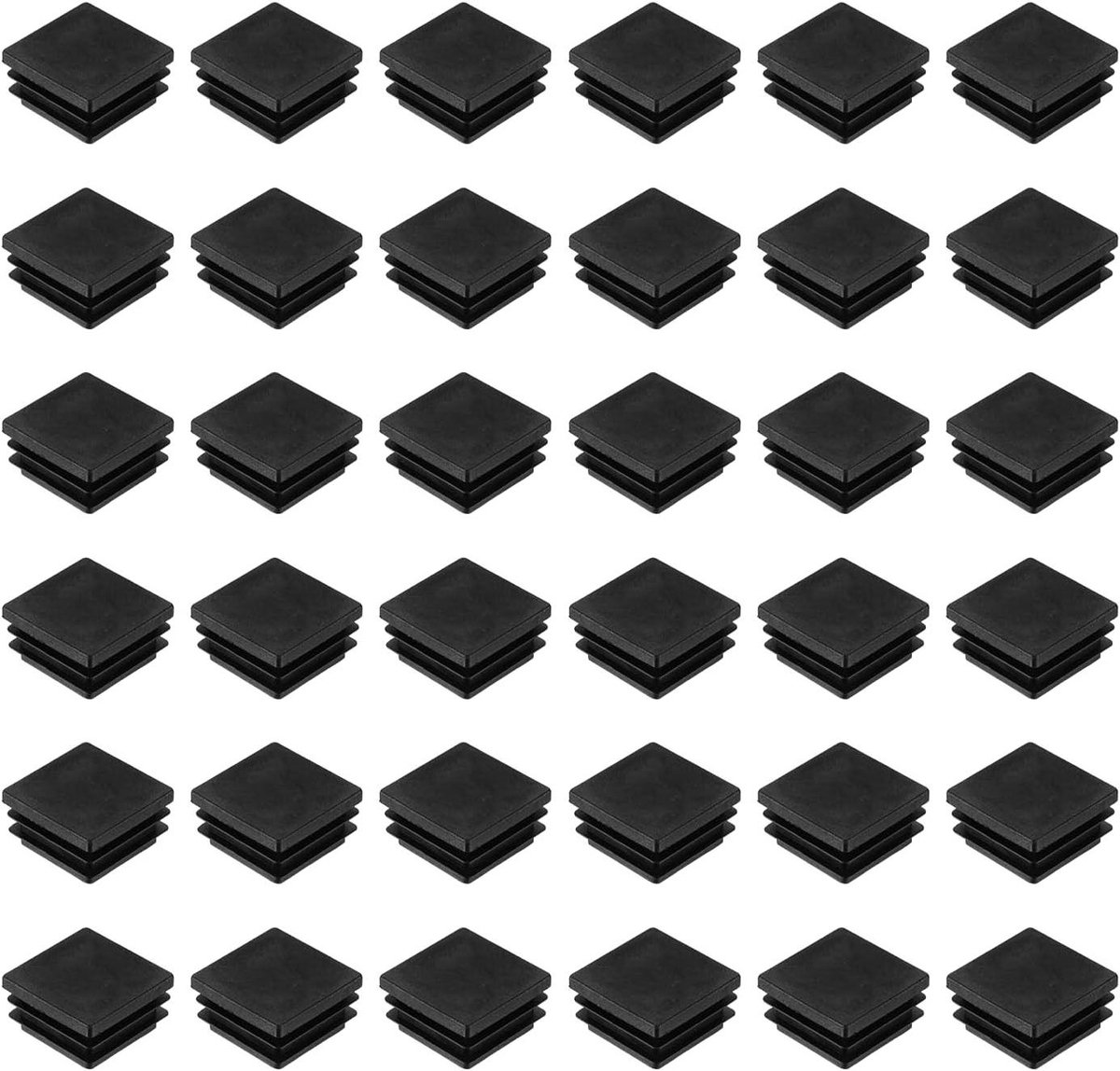 Lamellenpluggen Vierkant - Stoelpootdoppen Buisstop - Meubels Beschermen - Antislip en Geluidsdempend - 35x35 mm - Zwart