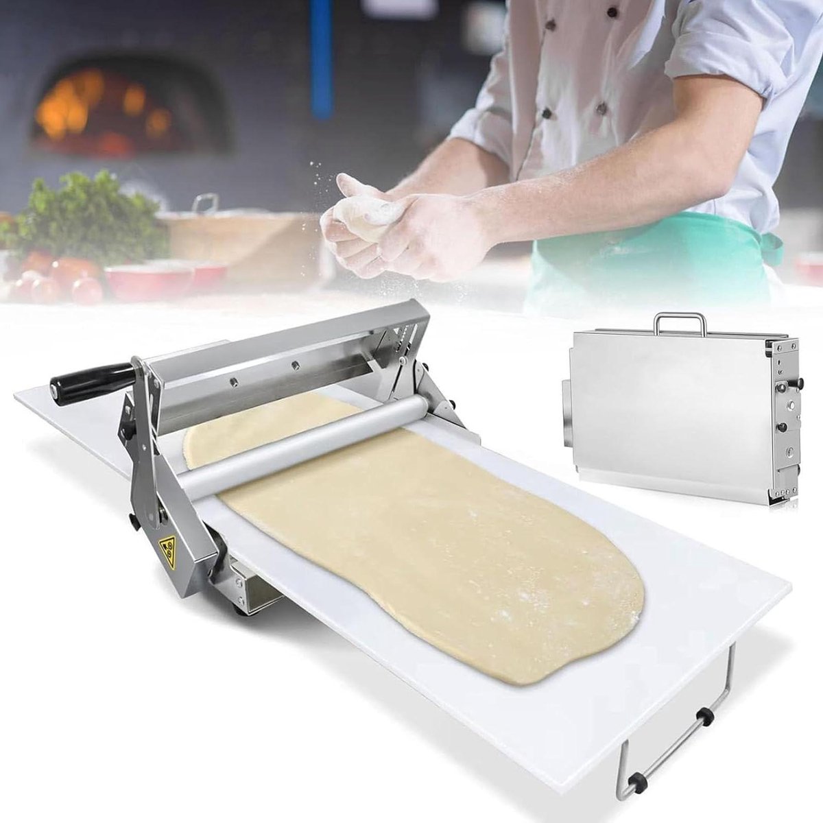 Handmatige Deegrolmachine - Deegpers Bakkerij - Bakken Thuis - Verstelbare Dikte - 83 x 49 cm - Zilver