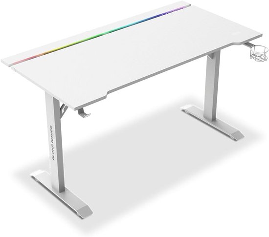 Gaming Bureau - Werkbureau PC - Gaming Setup - Met RGB Verlichting - 140 x 72 cm - Wit — afbeelding 3
