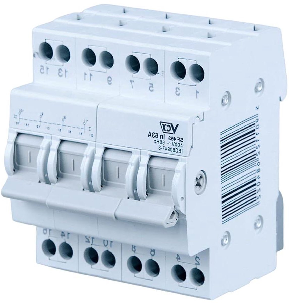 Modulaire Switch Network Generator - Stuurschakelaar Stroombronschakelaar - Stroomcircuitbesturing - Elektronische Schakelaar - 63A 400V - Wit