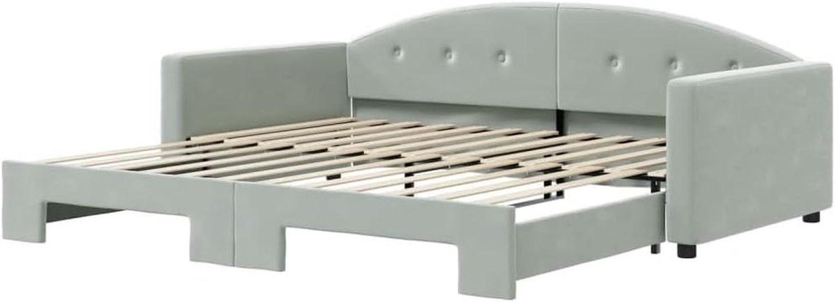 Slaapbank met onderschuifbed - Bankbed Sofa - Logeren Gasten - 2-in-1 functie - 100x200 cm - Lichtgrijs