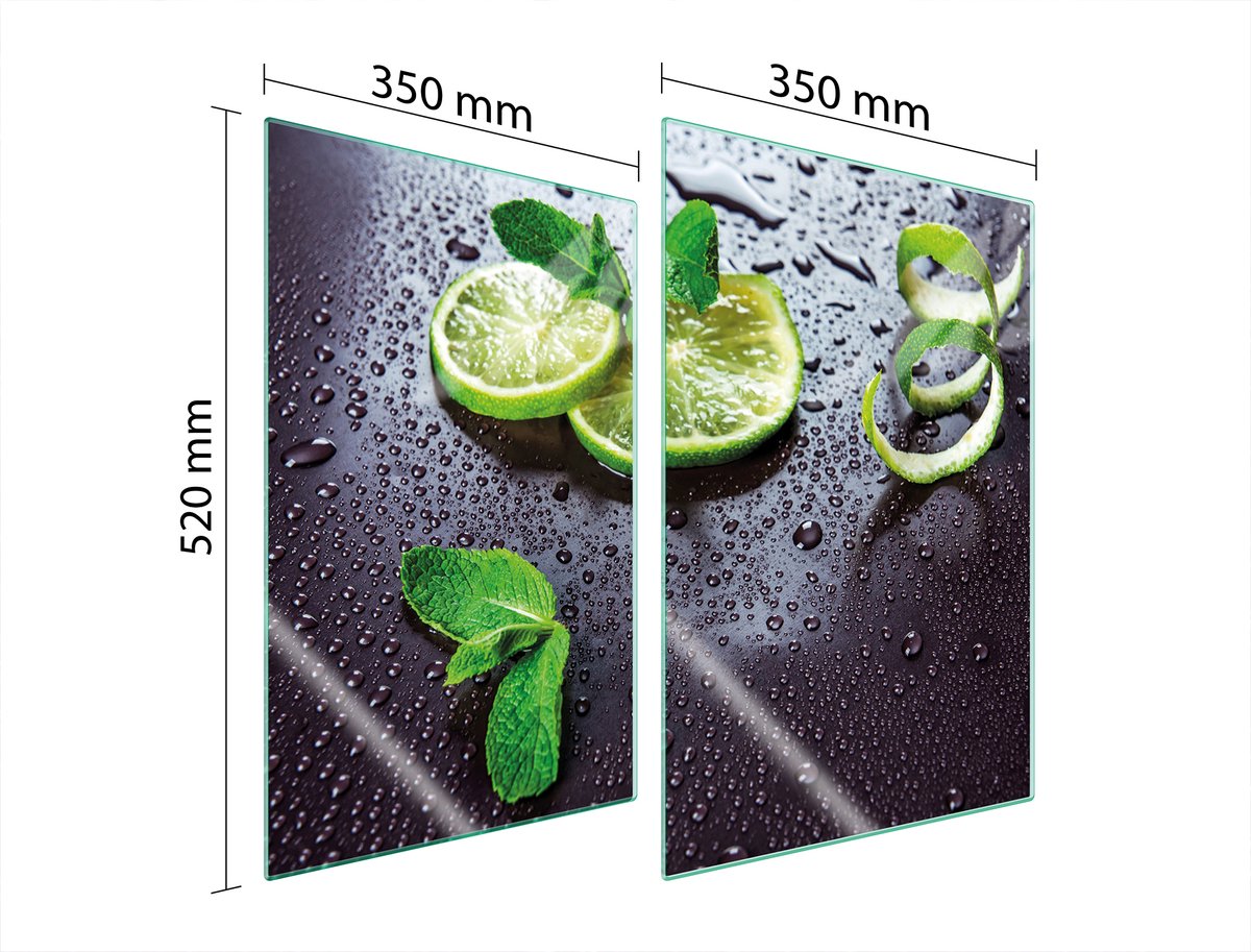 TMK ArtDeko - Panbeschermer - Glas - Limonen - 2x35x52 cm