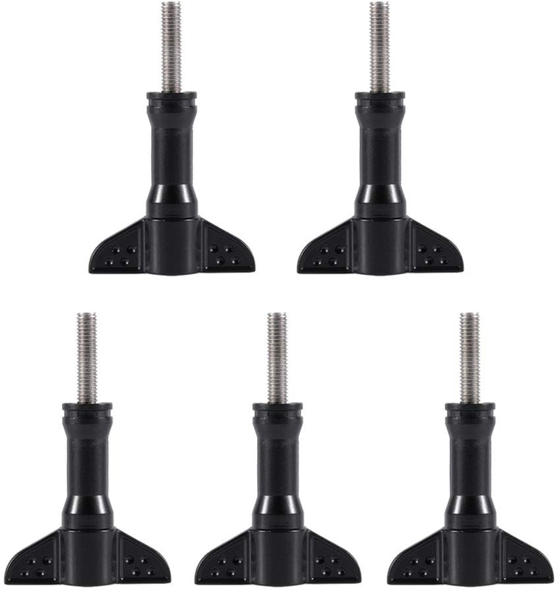 Allecto - Knurled screws - 5-delige set - Gemakkelijk te bevestigen - Zwart - Bevestigingsschroeven - Geschikt voor camera's - 6cm lang