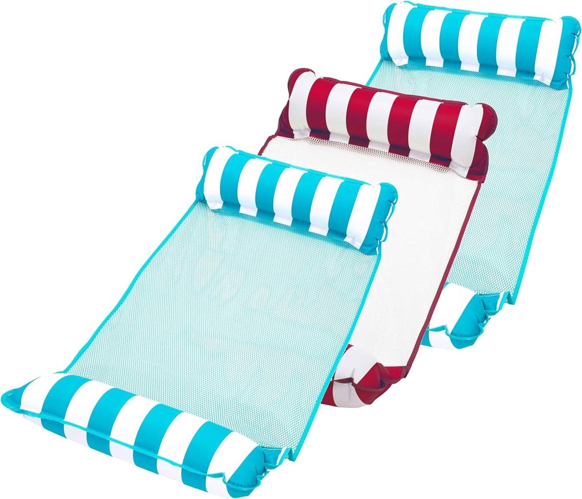 Zwembad Hangmatten - Luchtbedden Waterspeelgoed - Ontspannen in water - Antiaanbak PVC - 44 x 26 inch - Lichtblauw & Bourgondië